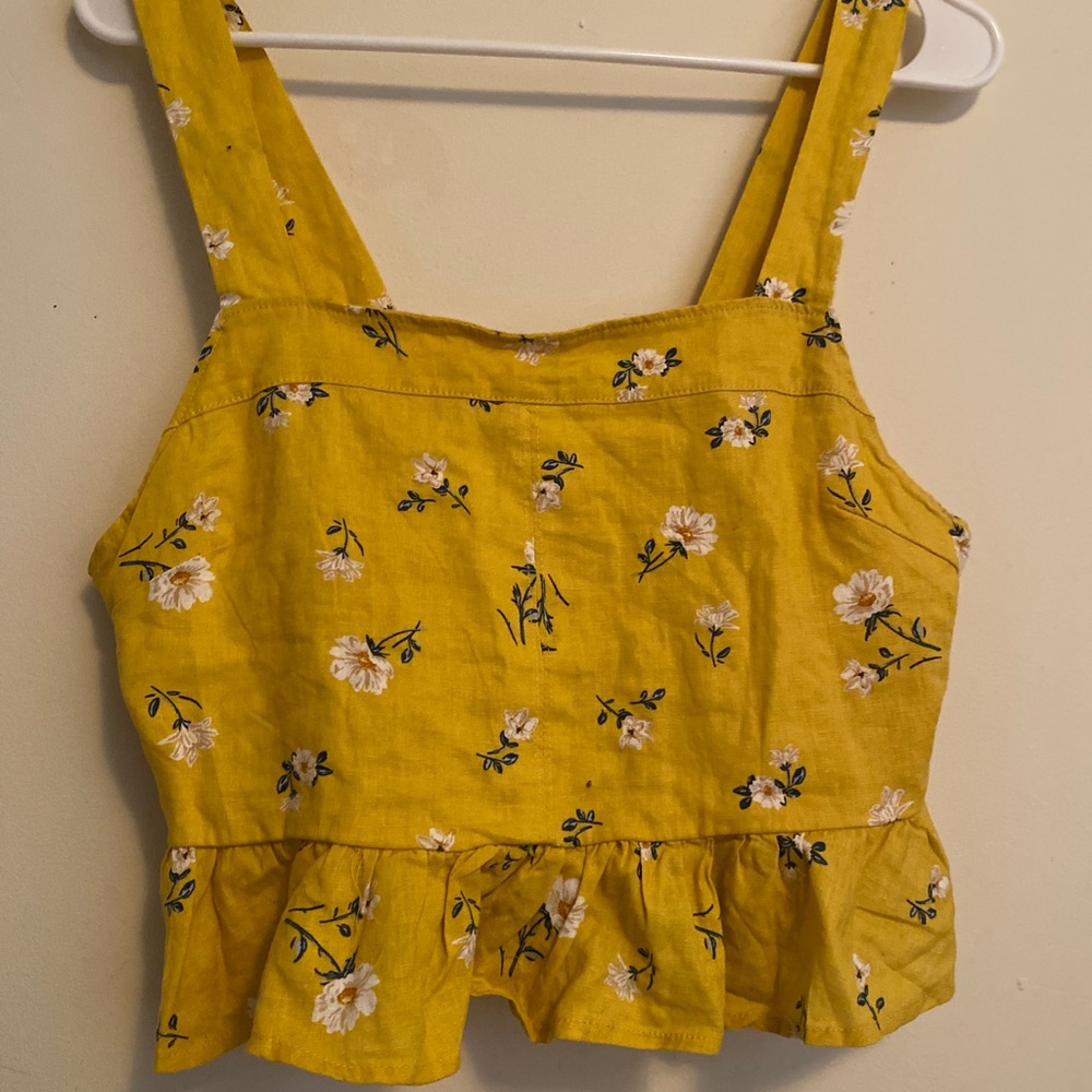 Yellow floral peplum tank